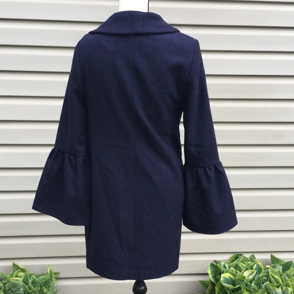 NWT Express Navy Bell Sleeve Shawl Collar Coat - Picture 6 of 7